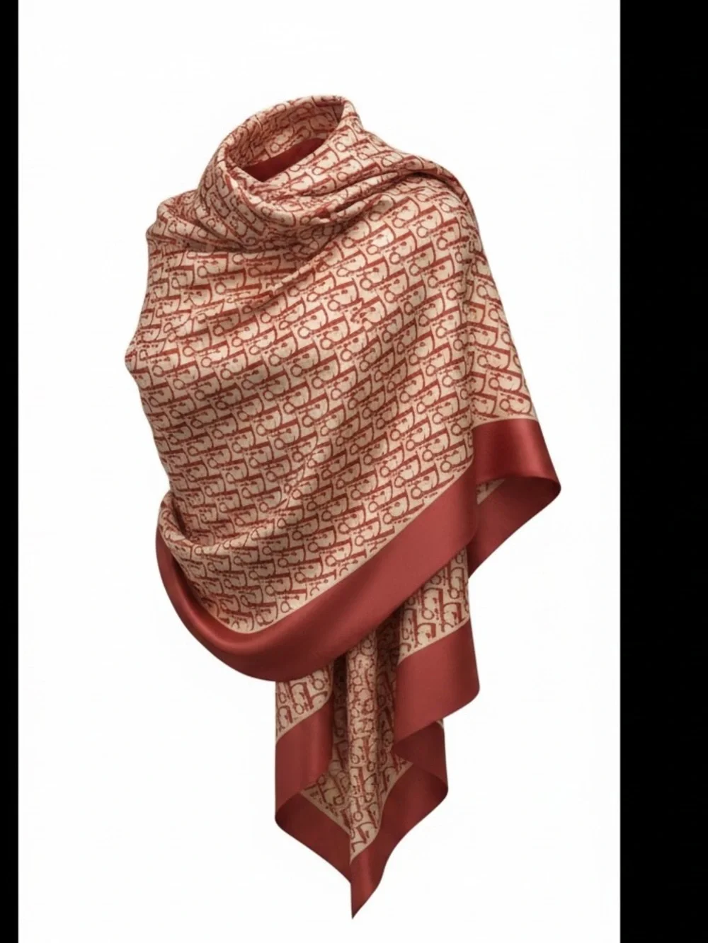 Christian Dior monogram Oblique Silk Scarf, Pink Burgundy wrap Long Scarf new